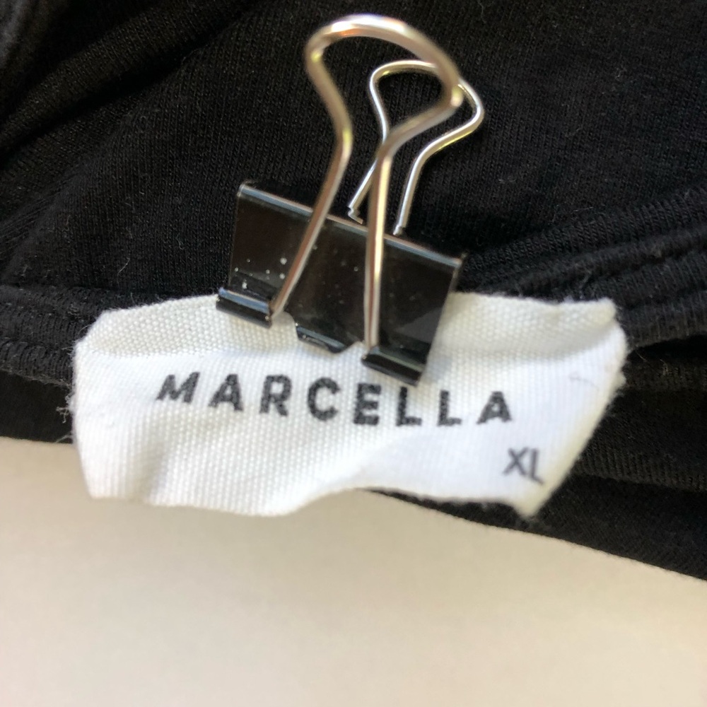 Marcella Bellerose Mixed Media Mesh Sleeve Black Bodysuit womens XL - Picture 7 of 13
